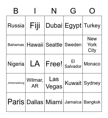 Have You Been To Bingo Card