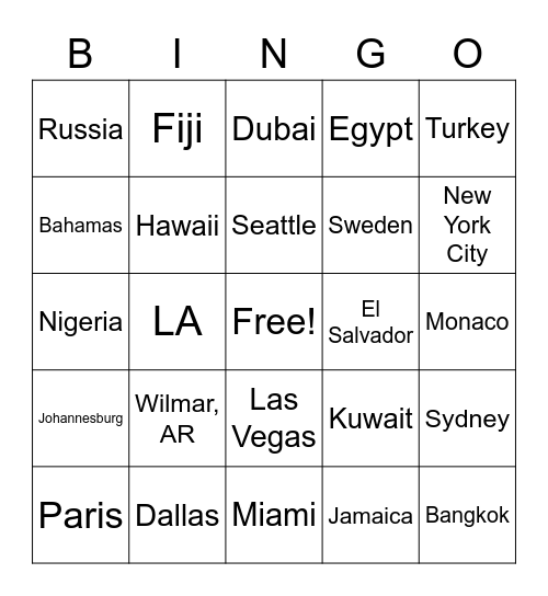 Have You Been To Bingo Card