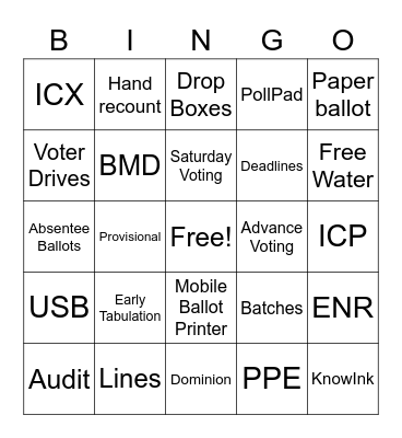 ELECTION TERMS Bingo Card