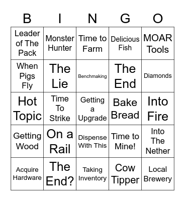 Minecraft Advancement Bingo: Easy Edition Bingo Card