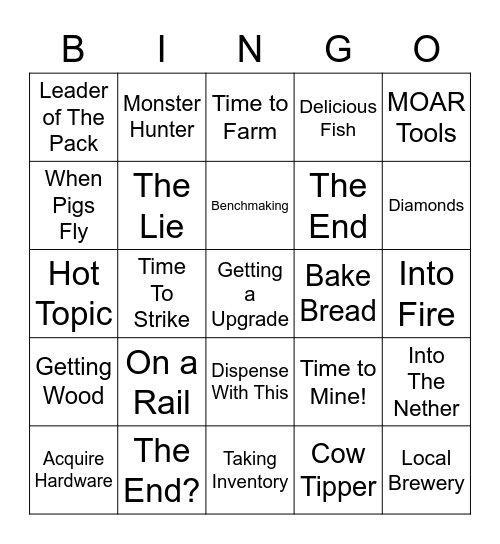 Minecraft Advancement Bingo: Easy Edition Bingo Card