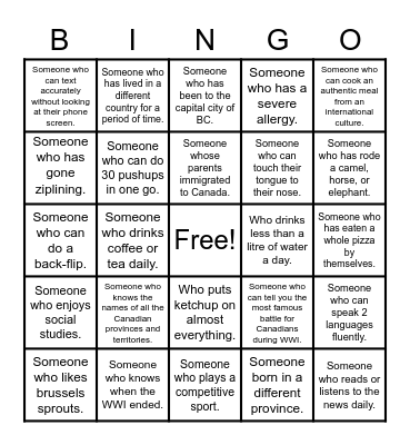 Intro. BINGO Card