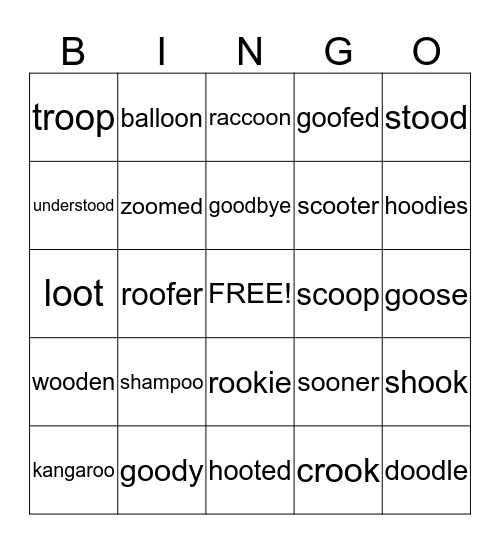 1R oo Bingo Card