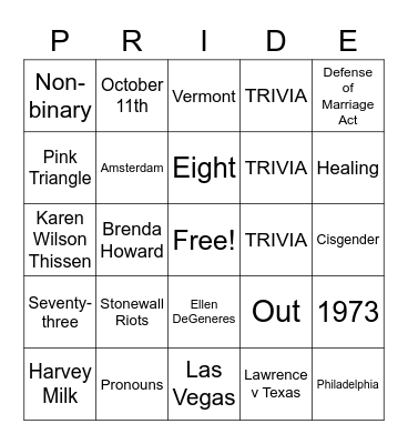 GCO PRIDE BINGO Card