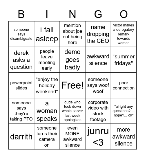 :-) Bingo Card