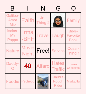 About Gladys... Bingo Card