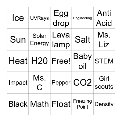 STEM Bingo Card