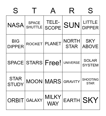 ASTRONOMY Bingo Card