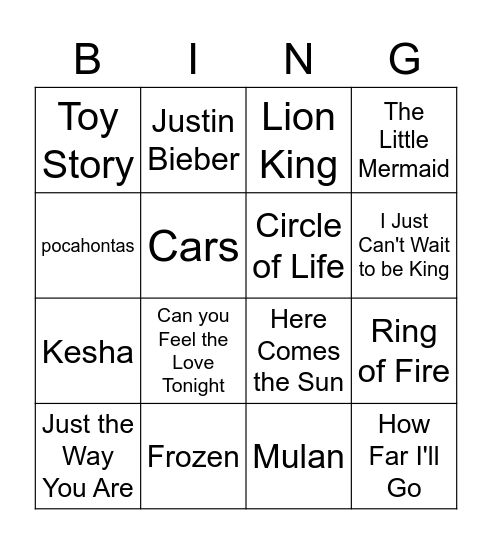 The Billie Jeans' Bingo Board Bingo Card