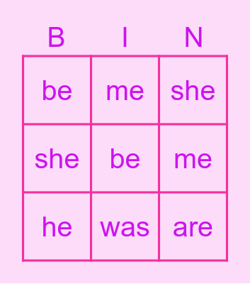 Jolly Phonics Tricky words 1 Bingo Card