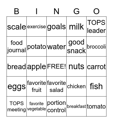 TOPS Bingo Card