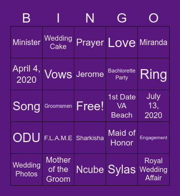 Kayla Bachelorette Bingo Card