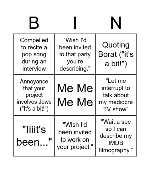 Scott Aukerman Career Insecurity Bingo Card