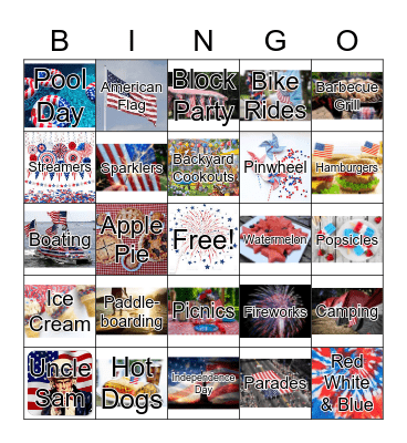 Fourth of July Bingo Card