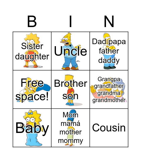 Family Bingo Card