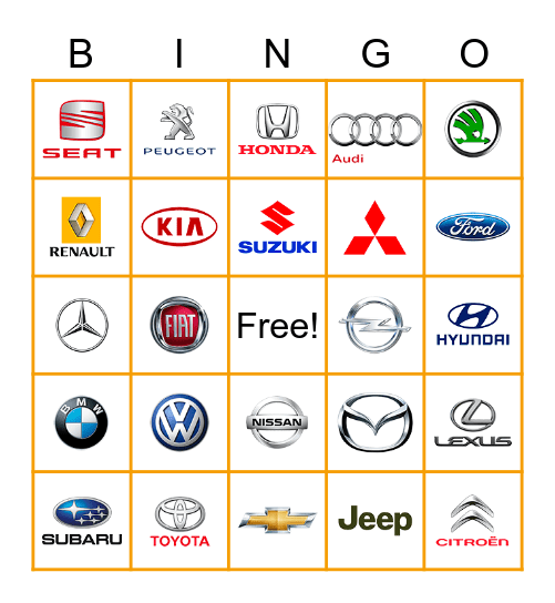 Automargid / Mарки машин Bingo Card