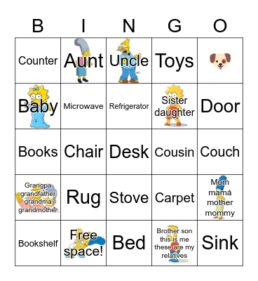 Family my home Bingo Card