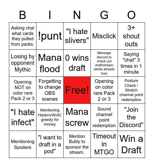 DaCrabs Stream Bingo Card