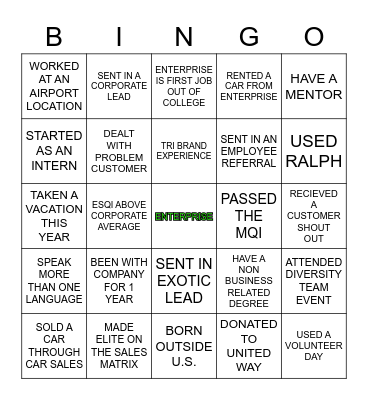 ENTERPRISE BINGO Card