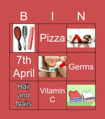 Health And Hygeine Bingo Card