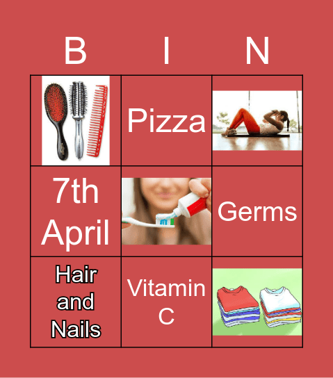 Health And Hygeine Bingo Card