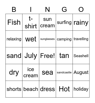 Summer Bingo Card