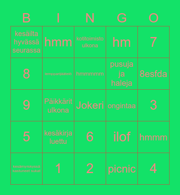 kesäjee Bingo Card
