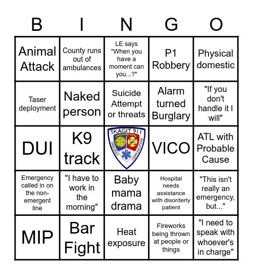 Skagit 911 4th of July Bingo Card