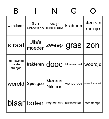 Voorleesbingo 1 groep 4/5 Bingo Card