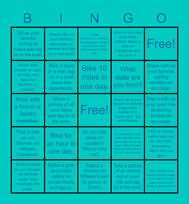 WOW Bingo #WomenonWheelsBingo Card
