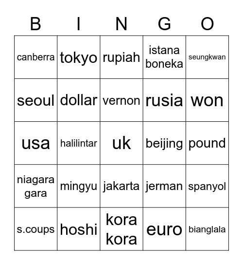 KIM HANBIN Bingo Card