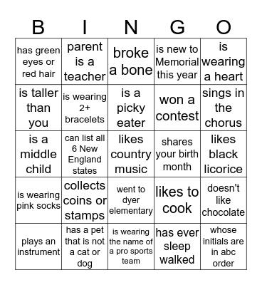 Find someone who... Bingo Card