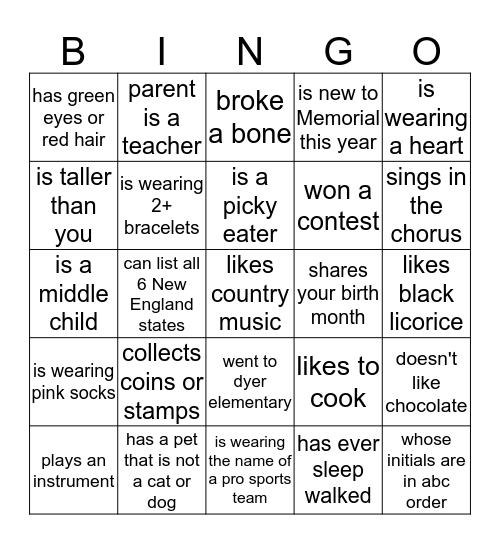 Find someone who... Bingo Card