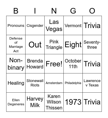 GCO PRIDE BINGO Card