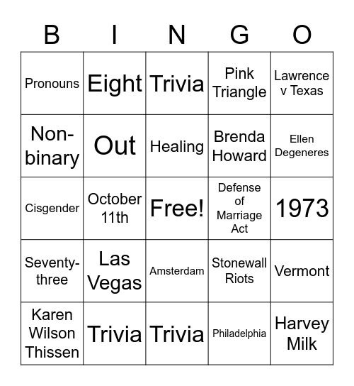 GCO PRIDE BINGO Card