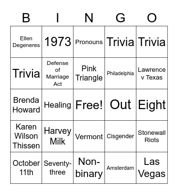 GCO PRIDE BINGO Card