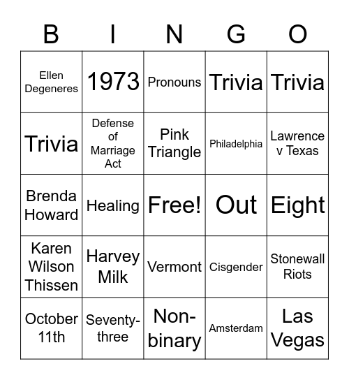 GCO PRIDE BINGO Card