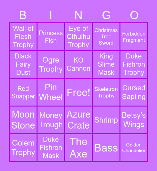 The Pillars Four Bingo Card