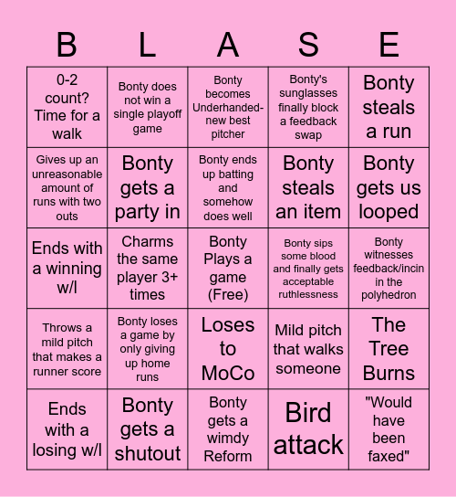 Bonty Blingo Bingo Card