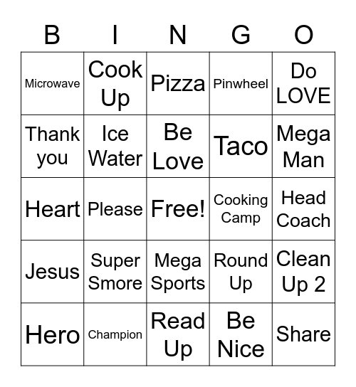 MEGA Sports Camp Bingo Card