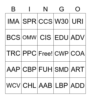 HEDIS Bingo Card