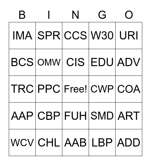 HEDIS Bingo Card