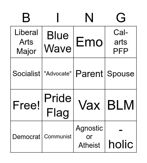 Twitter Bio Bingo Card