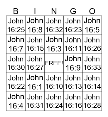 Bible Bingo Card