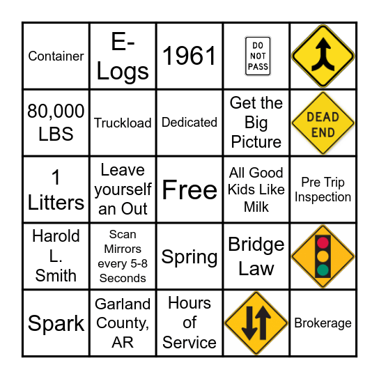 Mountain Valley Safety BINGO Card