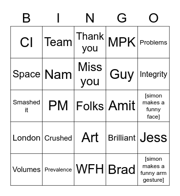 Integrity Simon Bingo Card