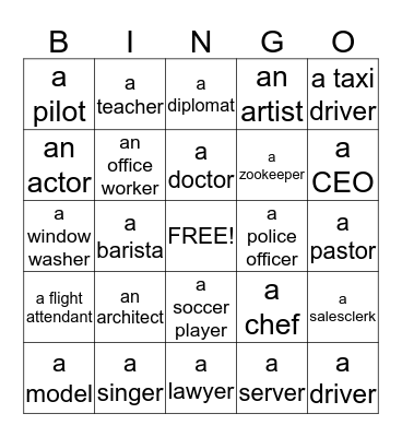 Job BINGO! Bingo Card