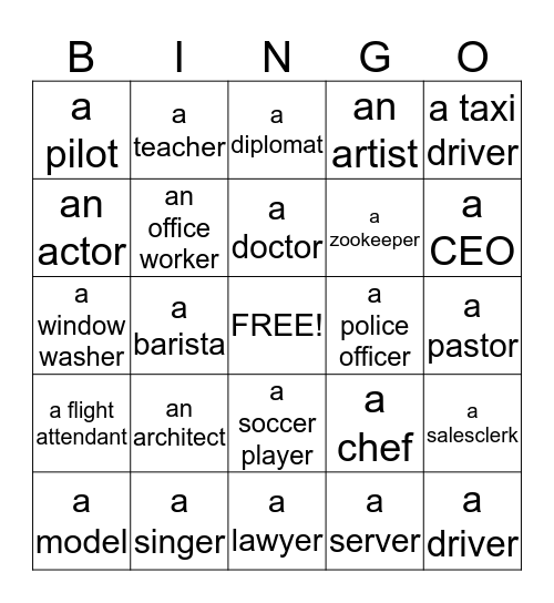 Job BINGO! Bingo Card