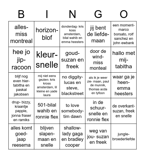 muziek bingo ! Bingo Card