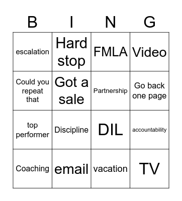 Team Huddle Bingo Card